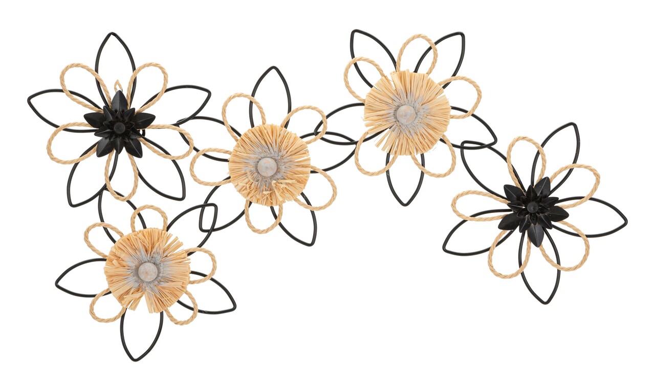 Decoratiune de perete Flow, Mauro Ferretti, 60 x 35 cm, fier/rafie, maro/negru - imagine 7